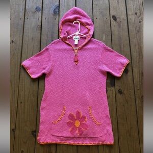 Womens Sweater Hoodie Jumper Tunic Pink Orange Knit Cottage Core Garden Fairy S